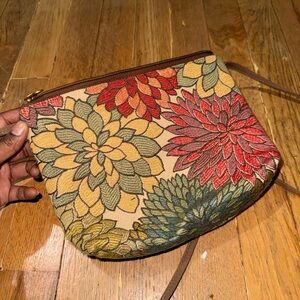 Danny K Beverly Hills Floral Tapestry Long Adjustable Strap Crossbody Purse